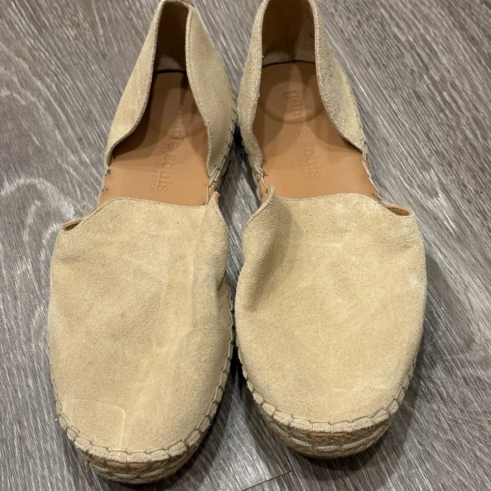 Gentle Souls Seville Leather Espadrille Warm Sand Suede Flats Sz 9 Boho Coastal
